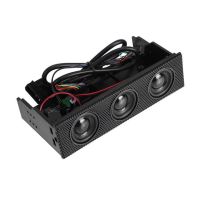 Black Stereo Surround Speaker PC Front Panel Computer Case Built-in Mic Music Loudspeakers Audio for Computer Gaming