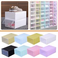 (cerci household goods) Shoebox ที่แขวนรองเท้าที่ทนทานปรับรองเท้าออแกไนเซอร์รองเท้าสนับสนุนสล็อตประหยัดพื้นที่ลิ้นชักกล่องรองเท้าวางซ้อนกันได้กล่องที่ชัดเจน