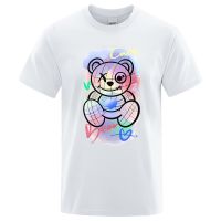 Cute Puppet Bear Kawaii Printing Men Vintage Tee Clothes T Shirt Breathable Tshirt Cotton Gildan