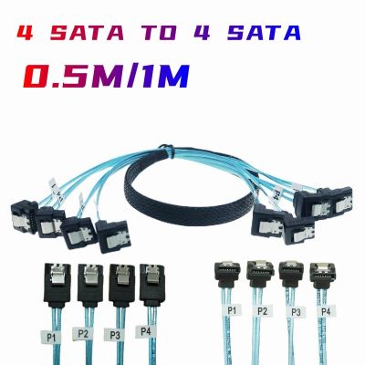 SATA 3.0 (Serial ATA) 7-pin Internal Cable 90 agree Angled blue 4 SATA TO 4 SATA  1M/0.5M Wires  Leads Adapters