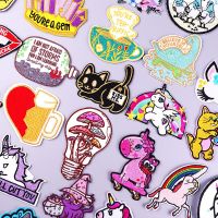 Unicorn Animal Patches For Clothing Thermoadhesive Patches Cat Cartoon Patch Iron on Embroidery Patches on Clothes Sticker Badge