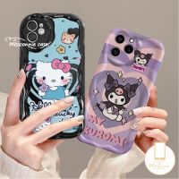 MissConnie สำหรับ Oppo A57 A7 A16 A17 A78 A5s A55 A5 A15 A12 A76 A31 A52 A53 5Z A16s A9 A95 A96น่ารัก Kuromi Kitty หยักเป็นลอนเคสมีขอบ