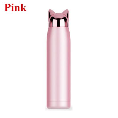 New Double Wall Thermos Water Bottle Stainless Steel Vacuum Flasks Cute Cat Fox Ear Thermal Coffee Tea Milk Travel MugTH
