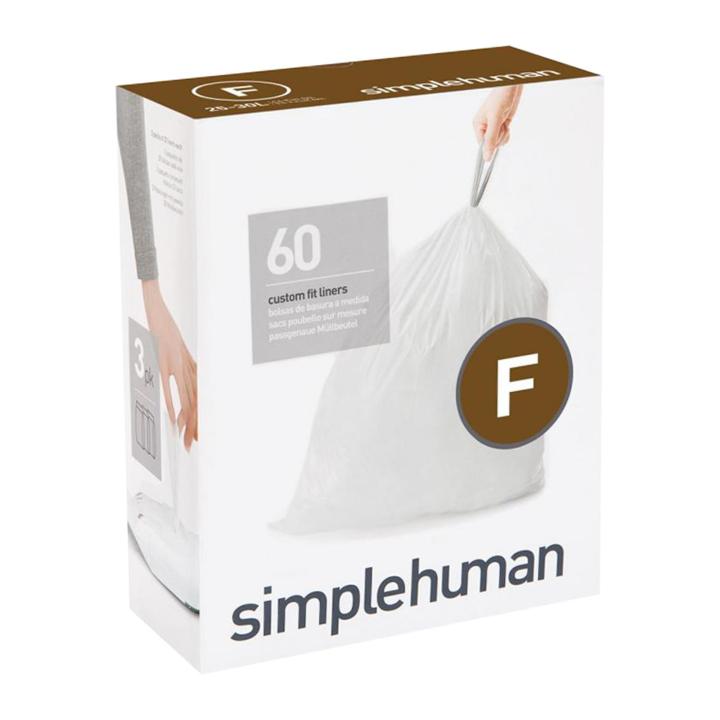 Simplehuman Code F Custom Fit Drawstring Trash Bags 25 Litters (60 Count)
