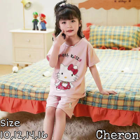 Cheron 22524-เสื้อเสื้อผ้าเด็กผู้หญิง Stelan Chick น่ารักลำลองชุดตัวละครเสื้อ Tshirt แขนสั้นกางเกงสั้น Tshirt Tumblr Tee ราคาถูกสไตล์เกาหลี Kekinian สามารถถนน Leisure Dirumah กางเกงชั้นในวัสดุใยสังเคราะห์แบบยืดหยุ่นสีชมพู