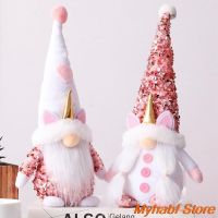 【CW】 1pc Faceless Dwarf Doll Christmas Pink Sequins Rudolph Props Ornaments for New Year Party Gift Home Desktop Decor