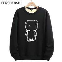 EERSHENSHI เสื้อกันหนาวผ้าพลัฌผู้ชายแฟชั่นการ์ตูนพิมพ์คอกลมหลวมขนาดบวกเสื้ออบอุ่นหนา