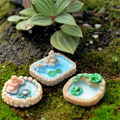 1pc Ornamen Kolam Teratai Mix Size Bahan Resin Moss Micro Landscape Untuk Dekorasi Taman Peri