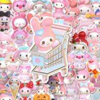 ▽❇ 50/60/70pcs Cartoon Sanrio My Melody Sticker Kuromi Phone Case Water Cup Pocket Material Decoration Waterproof Sticker Doodle