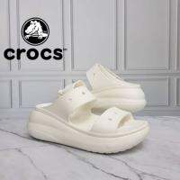 CROCS Classic Crush Womens Sandals รองเท้าแตะส้นสูง พื้นหนา กันลื่น มีรูกลวง เหมาะกับเดินชายหาด สําหรับผู้หญิง