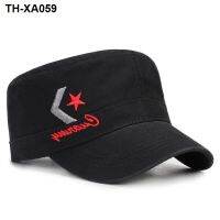 Hat mens spring and autumn flat cap military Korean style embroidery peaked outdoor leisure sports sun visor