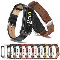 【 Tqx 】สำหรับ Samsung Galaxy Fit 2ม็อบกล่องโลหะสายรัดนาฬิกาหนังไมโครไฟเบอร์