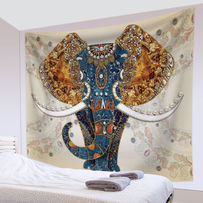 【cw】3D Mural Elephant Tapestry Wall Hanging Bohemian Hippie Aesthetics Tapestry For Bedroom Background Cloth Printing Home Decor