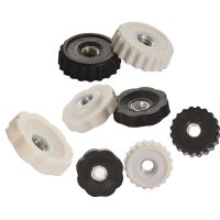 M4 10pcs Straight Thread Hand Nut Flower Nut Rubber Head Black and White Plastic Nut Straight Thread Gear Screw Cap