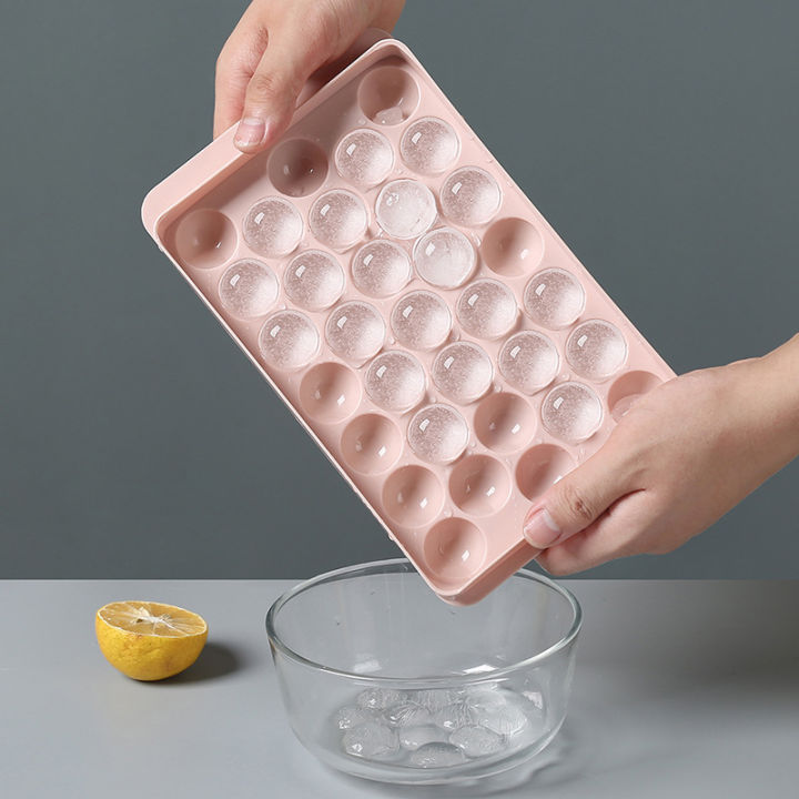 Blue Round Mini Ice Cube Trays for Freezer with Lid, Sphere Ice Ball Maker  Molds with Ice Bucket and Ice Scoop Making 66Pcs Ice Cubes 