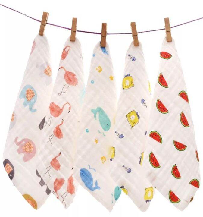 TKB 3pcs Soft Face Towel Gauze Muslin 6Layer Cotton Baby Wash Cloth