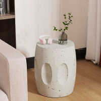 โต๊ะข้างเตียง คอนกรีต วัสดุ  Concrete Art Side Table Lightweight: Modern Accent Table 34x46cm Off-white Round Sofa End Sides Tables Sitting Chair Bedside Table for Living Room Indoors Outdoors Patios