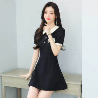 Fast Shipping 2023 Summer New French Tea Bucks Fashion Polo Linge Dress Small Skirt Smart Fragrance Black