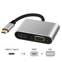 USB C to HDMI VGA Adapter USB 3.1 Type C to HDMI 4K VGA 1080P Dual