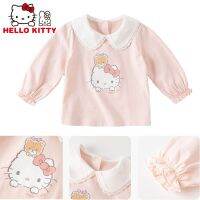 HOT★Hello Kitty เด็กแขนยาวเสื้อยืดฤดูใบไม้ร่วงฤดูหนาวเสื้อหญิงแขนยาวเสื้อกันหนาวเด็กวัยหัดเดินทารกเสื้อยืดเสื้อผ้า