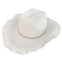 น้ำหนักเบา Rhinestone Decor Fedora หมวกสำหรับผู้หญิงผู้ชาย Breathable คาวบอยหมวก Feather Brim Western Jazz Felt Cap