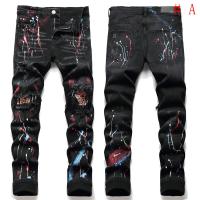 Embroidery Mens Jeans Slim Fit Pants Stretch Pants Denim Ripped Jeans Printed Pants Long Pants Men Pants