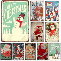 Jimin Vintage Merry Christmas แผ่นโลหะสำหรับ Home Bar,โรงรถ,Cafe Wall Decor - Retro แผ่นโลหะและโปสเตอร์สำหรับ Vintage Wall Art