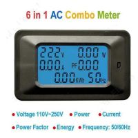 6 IN 1 Digital AC Voltage Meter 100A/20A 110 250V Energy Meter Voltmeter Ammeter LCD Panel Monitor Power Meter Hz power factor