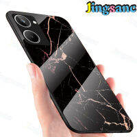 Jingsanc เคส Realme 10 4G เคสโทรศัพท์9H กระจกเทมเปอร์ลายหินอ่อน + ฝาหลังเคสกันกระแทกกันรอยขีดข่วนกรอบ TPU แบบนุ่ม