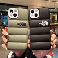 Luxury Pattern Down Jacket Matte Phone Case For iPhone 13 11 12 14 Pro Max Camera Protection Air Cushion Shockproof Back Cover Phone Cases