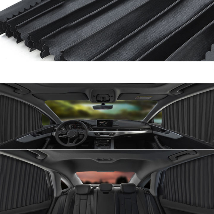 gregory-เซต-4-ชิ้น-ผ้าม่านติดรถยนต์-ม่านบังแดด-สำเร็จรูปแบบไม่เจาะ-ติดด้วยแม่เหล็กติดกับตัวรถได้เลย-สีดำ-set-of-4-pieces-car-curtain-can-be-attached-with-a-magnet-can-be-attached-to-the-car-black