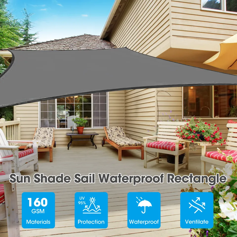 Sun Shade Sail Waterproof Rectangle 2x3m Garden Sunscreen Awning