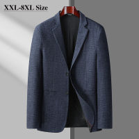 Plus ขนาด6xl 7xl 8xl ผู้ชาย Brushed Blazers ฤดูใบไม้ร่วงใหม่ธุรกิจชุดลำลองคลาสสิกสีฟ้าเสื้อสูทยี่ห้อชาย Clothing