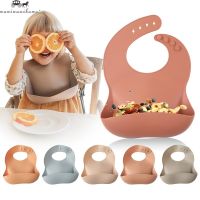 【Ready Stock】1pc New Color Baby Silicone Solid Color Baby Silicone Bib Baby Feeding Easy To Clean Bibs