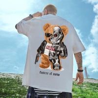 CODtianjia6731 M-XXXXXL Machinery Small Bear Print Unisex Extra Large Hip Hop Shirt menswear Super Large Short Sleeve T-shirt Graphic T-shirt Couple Top White Clothing tee