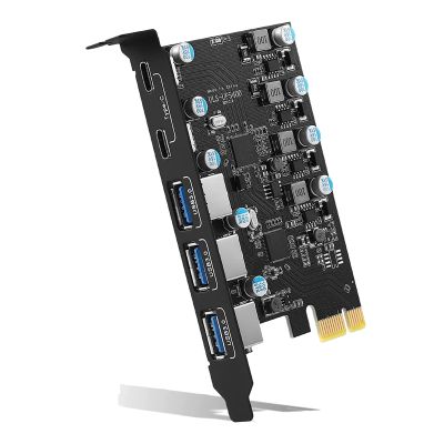 1 Piece 5 Ports USB 3.0 PCI Express Expansion Card Desktop PC PCIE Adapter Card for Windows 11/10/8/7