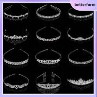 BETTERFORM ผู้หญิง ผู้หญิง ผ้าโพกศีรษะ งานแต่งงาน ที่คาดผมมงกุฎ หูฟัง เครื่องประดับผมแฟชั่น เจ้าหญิงเทียร่า