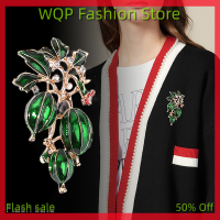 WQP Fashion Store เข็มกลัดแฟชั่นทรงรังบวบผลไม้สีเขียวสำหรับผู้หญิงเสื้อผ้าเครื่องประดับงานปาร์ตี้เครื่องประดับเข็มกลัดต้นไม้