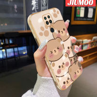 เคส JIUMOO สำหรับ Xiaomi MI Redmi Note 9 Note 4 Note 4X Note 5 Pro Note 6 Pro Redmi เคส10X การ์ตูนหมีน่ารักใบหน้าขอบสี่เหลี่ยมดีไซน์ใหม่เคสมือถือรูปแบบแผ่นบางเคสฝาปิดเลนส์เต็มกล้องปกป้องเคสนิ่มกันกระแทก