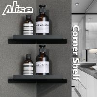 Bathroom Kitchen Storage Corner Shelf Wall Mounted Stainless Steel Shower Caddy Rack No Drilling Brushed Nickel Black Holder