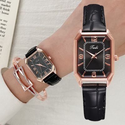 （A Decent035）Casual WomenSquare นาฬิกาแขวนสีดำ SimpleGfit Montre Femme