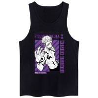 {Match maker}}อะนิเมะ Jukjutsu Kaisen พิมพ์ Tank Top Man Cotton Gym เสื้อแขนกุดผู้ชายฟิตเนสเสื้อกั๊กกีฬาออกกำลังกาย Tanktop