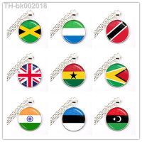 ☄✑▨ TrinidadSierra leoneJamaicaGuyanaGhanaUKLibyaEstoniaIndia National Flag 25mm Glass Cabochon Pendant Necklace For Women