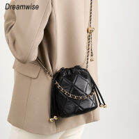 Dreamwise Crossbody กระเป๋าขนมจีบสำหรับผู้หญิงของแท้หนังวัวโซ่ขนาดเล็กกระเป๋าสะพายไหล่หรูหราของผู้หญิง