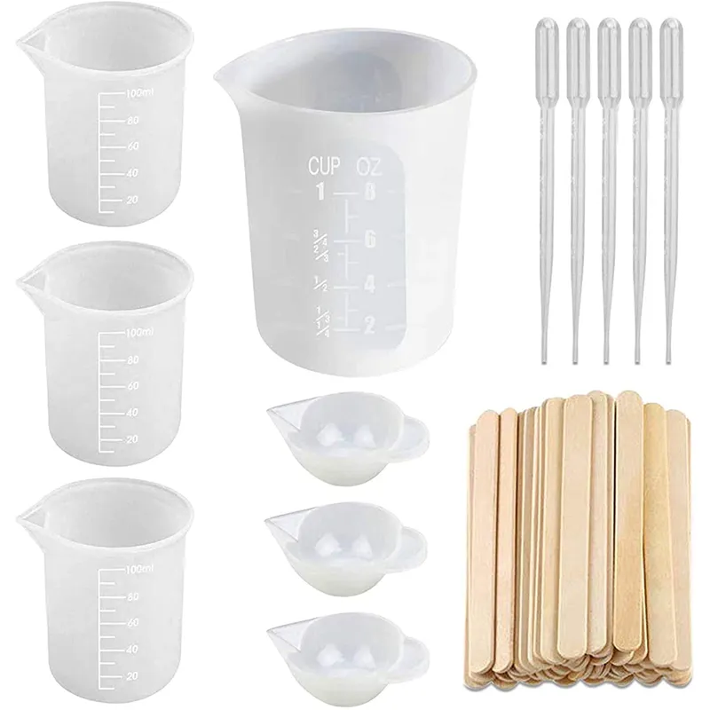 Silicone Measuring Cups for Epoxy Resin, Reusable Mixing Cups Jugs