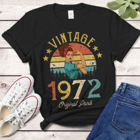 Vintage 1972 Original Parts Women Tshirt Cotton Colored Retro T-shirts 50 Years Old Birthday Gift Female Short Sleeve Tops