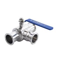 Pipe OD 3/4" 1" 1-1/4" 1-1/2" 2" SS304 Stainless Steel Sanitary 3 Way Ball Valve T L Port Ferrule Type Fit 1.5" 2" Tri Clamp