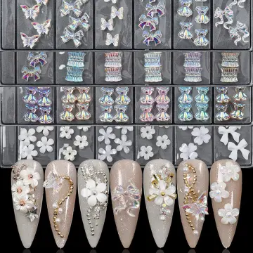 Nail Art Rhinestones Kit AB Crystal Nail Charms Butterfly Bow 3D