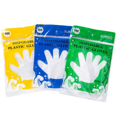 yizhuoliang 100pcs Plastic disposable gloves Restaurant Catering สุขอนามัยสำหรับการประมวลผลอาหาร
