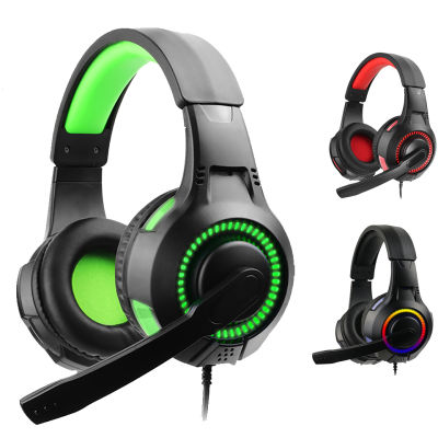 Gaming headphone computer headset 3.5mm wired headphone on ear headphone with mic LED light for gamer PC laptop PS4 X-box One